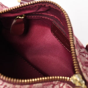 Christian Dior Trotter Mini Boston Bag Jacquard Canvas Leather Bordeaux Gold Hardware Good Condition Used 4a004397