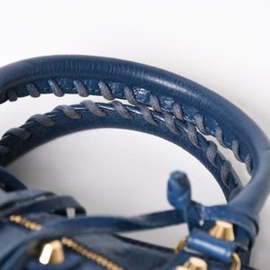 BALENCIAGA バレンシアガ クラシック シティ S ハンドバッグ 431621 ショルダーバッグ ブルー ゴールド金具 B528147 ラムスキン 美品 中古 4a004355