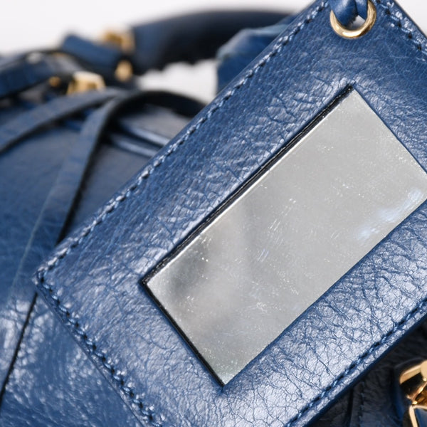 BALENCIAGA バレンシアガ クラシック シティ S ハンドバッグ 431621 ショルダーバッグ ブルー ゴールド金具 B528147 ラムスキン 美品 中古 4a004355