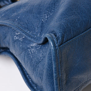 BALENCIAGA バレンシアガ クラシック シティ S ハンドバッグ 431621 ショルダーバッグ ブルー ゴールド金具 B528147 ラムスキン 美品 中古 4a004355