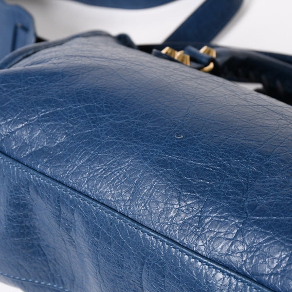 BALENCIAGA バレンシアガ クラシック シティ S ハンドバッグ 431621 ショルダーバッグ ブルー ゴールド金具 B528147 ラムスキン 美品 中古 4a004355