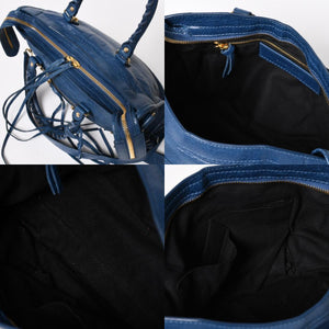 BALENCIAGA バレンシアガ クラシック シティ S ハンドバッグ 431621 ショルダーバッグ ブルー ゴールド金具 B528147 ラムスキン 美品 中古 4a004355