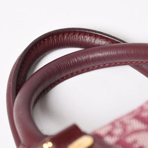 Christian Dior Trotter Mini Boston Bag Jacquard Canvas Leather Bordeaux Gold Hardware Good Condition Used 4a004397