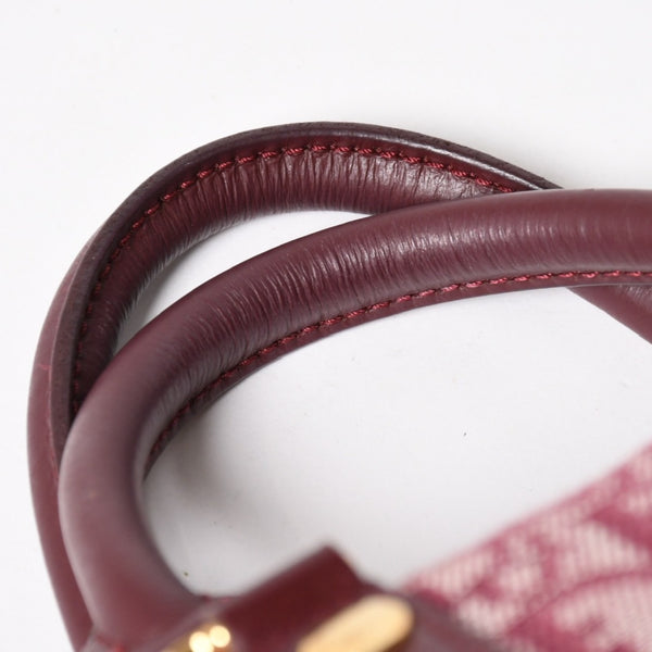 Christian Dior Trotter Mini Boston Bag Jacquard Canvas Leather Bordeaux Gold Hardware Good Condition Used 4a004397