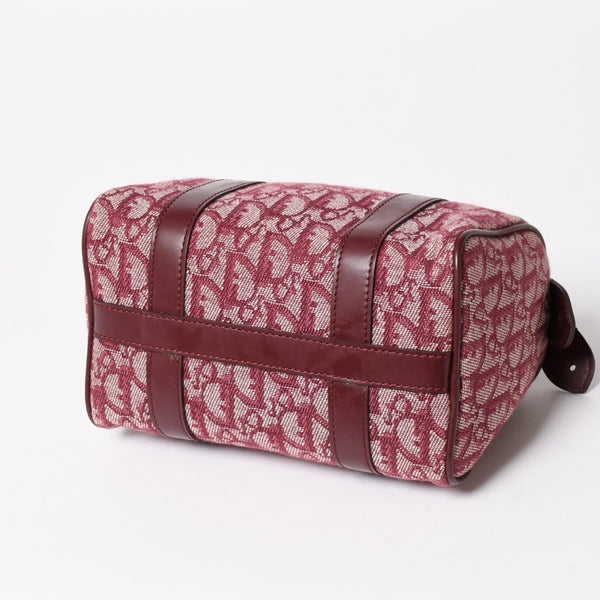 Christian Dior Trotter Mini Boston Bag Jacquard Canvas Leather Bordeaux Gold Hardware Good Condition Used 4a004397