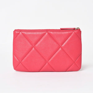 New and unused CHANEL CHANEL 19 Dizneuf Pouch AP1059 29th series Coco Mark Lambskin Pink Gold hardware Used 4a004291