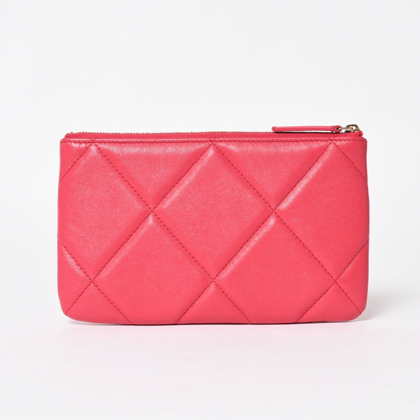 New and unused CHANEL CHANEL 19 Dizneuf Pouch AP1059 29th series Coco Mark Lambskin Pink Gold hardware Used 4a004291