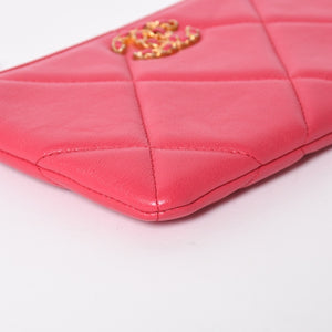 New and unused CHANEL CHANEL 19 Dizneuf Pouch AP1059 29th series Coco Mark Lambskin Pink Gold hardware Used 4a004291