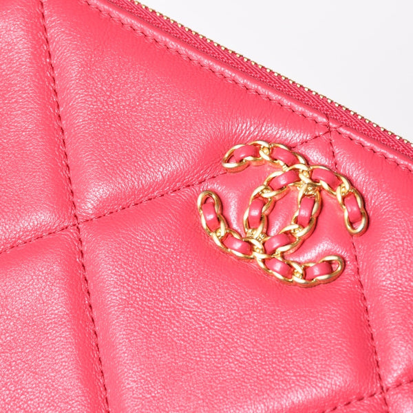 New and unused CHANEL CHANEL 19 Dizneuf Pouch AP1059 29th series Coco Mark Lambskin Pink Gold hardware Used 4a004291