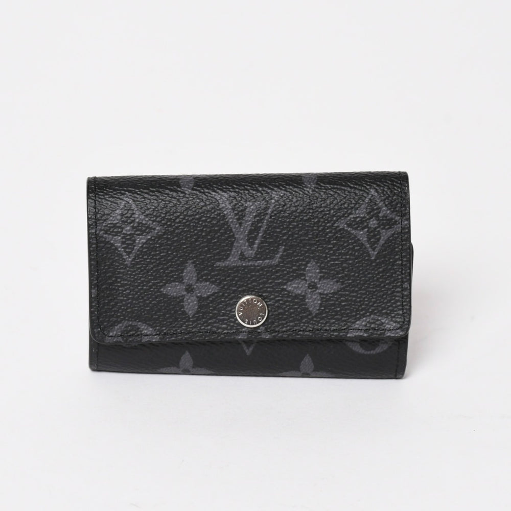 極美品 LOUIS VUITTON ルイヴィトン ブラック グレー ミュルティクレ 6連 キーケース モノグラム エクリプス M82603 シルバー金具 中古 4a004288