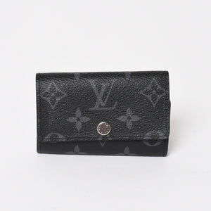 極美品 LOUIS VUITTON ルイヴィトン ブラック グレー ミュルティクレ 6連 キーケース モノグラム エクリプス M82603 シルバー金具 中古 4a004288