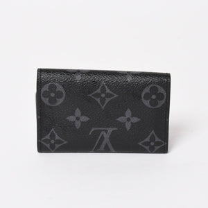 極美品 LOUIS VUITTON ルイヴィトン ブラック グレー ミュルティクレ 6連 キーケース モノグラム エクリプス M82603 シルバー金具 中古 4a004288