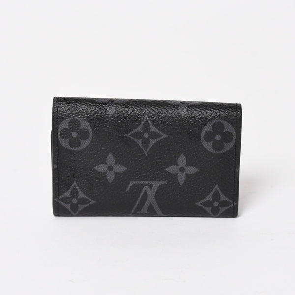 極美品 LOUIS VUITTON ルイヴィトン ブラック グレー ミュルティクレ 6連 キーケース モノグラム エクリプス M82603 シルバー金具 中古 4a004288