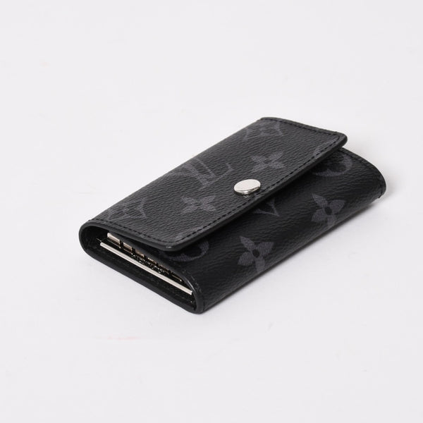 極美品 LOUIS VUITTON ルイヴィトン ブラック グレー ミュルティクレ 6連 キーケース モノグラム エクリプス M82603 シルバー金具 中古 4a004288