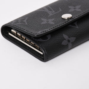 極美品 LOUIS VUITTON ルイヴィトン ブラック グレー ミュルティクレ 6連 キーケース モノグラム エクリプス M82603 シルバー金具 中古 4a004288