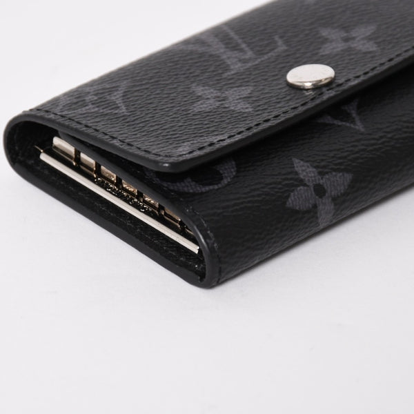 極美品 LOUIS VUITTON ルイヴィトン ブラック グレー ミュルティクレ 6連 キーケース モノグラム エクリプス M82603 シルバー金具 中古 4a004288