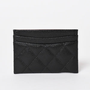 新品同様 CHANEL シャネル クラシック カードケース AP0213 キャビアスキン マトラッセ ブラック ココマーク ランダム品番 ゴールド金具 中古 4a004289