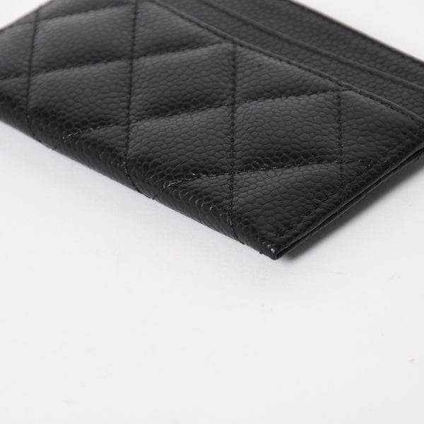 新品同様 CHANEL シャネル クラシック カードケース AP0213 キャビアスキン マトラッセ ブラック ココマーク ランダム品番 ゴールド金具 中古 4a004289