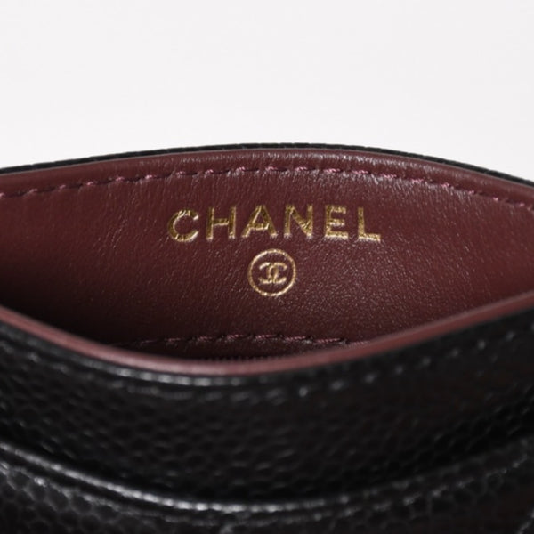 新品同様 CHANEL シャネル クラシック カードケース AP0213 キャビアスキン マトラッセ ブラック ココマーク ランダム品番 ゴールド金具 中古 4a004289