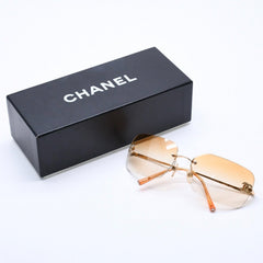 CHANEL Rimless Sunglasses Eyewear 4017-D c.125/56 Size 62□17 120 Coco Mark Rhinestone Good Condition Used 4a004405