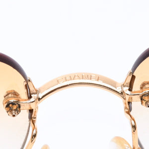 CHANEL Rimless Sunglasses Eyewear 4017-D c.125/56 Size 62□17 120 Coco Mark Rhinestone Good Condition Used 4a004405