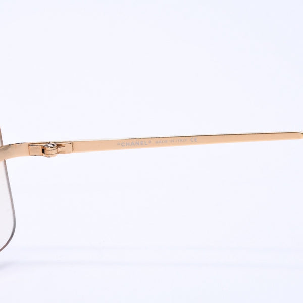 CHANEL Rimless Sunglasses Eyewear 4017-D c.125/56 Size 62□17 120 Coco Mark Rhinestone Good Condition Used 4a004405