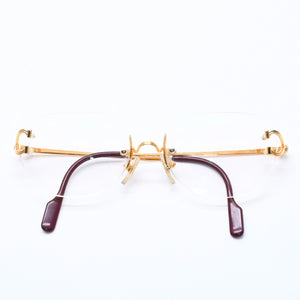 Very Good Condition CARTIER Two Point Rimless Glasses 1932880 Metal Wine Red Gold Hardware Used 4a004258