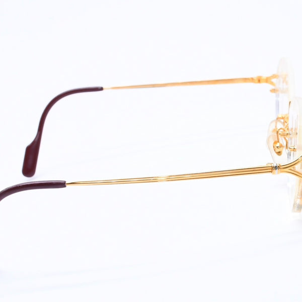 Very Good Condition CARTIER Two Point Rimless Glasses 1932880 Metal Wine Red Gold Hardware Used 4a004258
