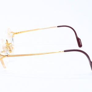 Very Good Condition CARTIER Two Point Rimless Glasses 1932880 Metal Wine Red Gold Hardware Used 4a004258