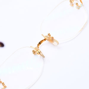 Very Good Condition CARTIER Two Point Rimless Glasses 1932880 Metal Wine Red Gold Hardware Used 4a004258