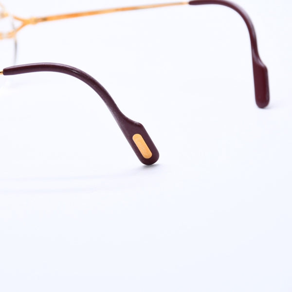 Very Good Condition CARTIER Two Point Rimless Glasses 1932880 Metal Wine Red Gold Hardware Used 4a004258