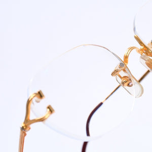 Very Good Condition CARTIER Two Point Rimless Glasses 1932880 Metal Wine Red Gold Hardware Used 4a004258