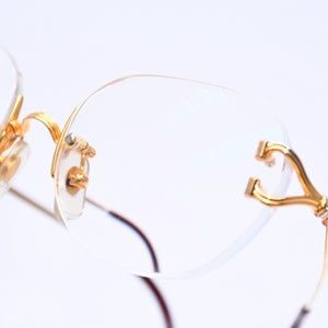Very Good Condition CARTIER Two Point Rimless Glasses 1932880 Metal Wine Red Gold Hardware Used 4a004258