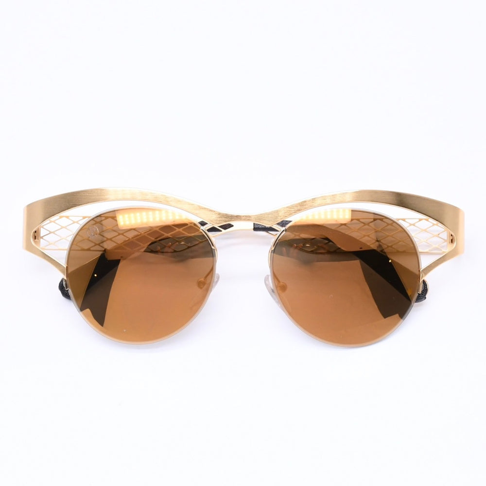 Very good condition LOUIS VUITTON Sunglasses GP x Leather Gold M0117 Used 4a004301