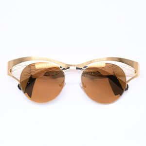 極美品 LOUIS VUITTON ルイヴィトン Sunglasses サングラス GP×レザー Gold ゴールド M0117 中古 4a004301