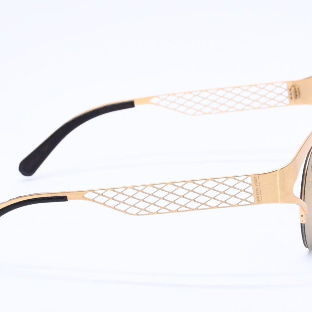 Very good condition LOUIS VUITTON Sunglasses GP x Leather Gold M0117 Used 4a004301