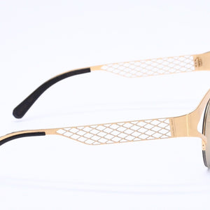 極美品 LOUIS VUITTON ルイヴィトン Sunglasses サングラス GP×レザー Gold ゴールド M0117 中古 4a004301