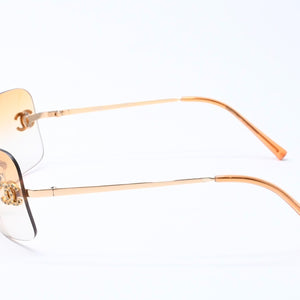 CHANEL Rimless Sunglasses Eyewear 4017-D c.125/56 Size 62□17 120 Coco Mark Rhinestone Good Condition Used 4a004405