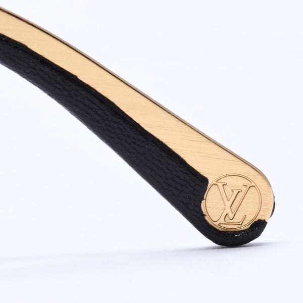 極美品 LOUIS VUITTON ルイヴィトン Sunglasses サングラス GP×レザー Gold ゴールド M0117 中古 4a004301
