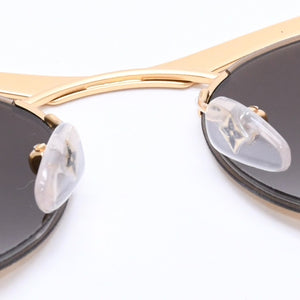 極美品 LOUIS VUITTON ルイヴィトン Sunglasses サングラス GP×レザー Gold ゴールド M0117 中古 4a004301