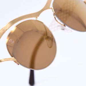 極美品 LOUIS VUITTON ルイヴィトン Sunglasses サングラス GP×レザー Gold ゴールド M0117 中古 4a004301