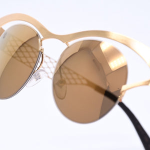 極美品 LOUIS VUITTON ルイヴィトン Sunglasses サングラス GP×レザー Gold ゴールド M0117 中古 4a004301