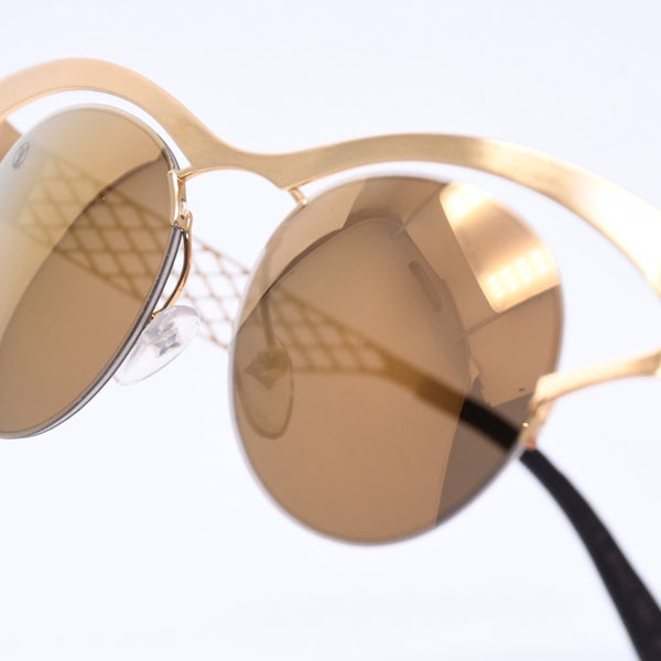 極美品 LOUIS VUITTON ルイヴィトン Sunglasses サングラス GP×レザー Gold ゴールド M0117 中古 4a004301