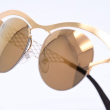 Load image into Gallery viewer, 極美品 LOUIS VUITTON ルイヴィトン Sunglasses サングラス GP×レザー Gold ゴールド M0117 中古 4a004301
