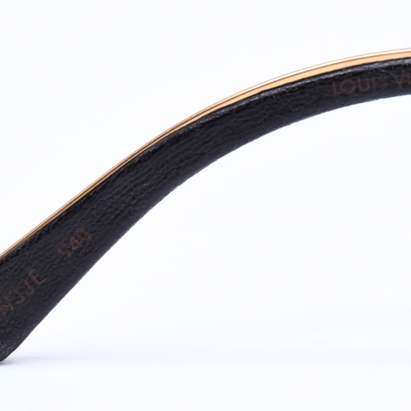 極美品 LOUIS VUITTON ルイヴィトン Sunglasses サングラス GP×レザー Gold ゴールド M0117 中古 4a004301