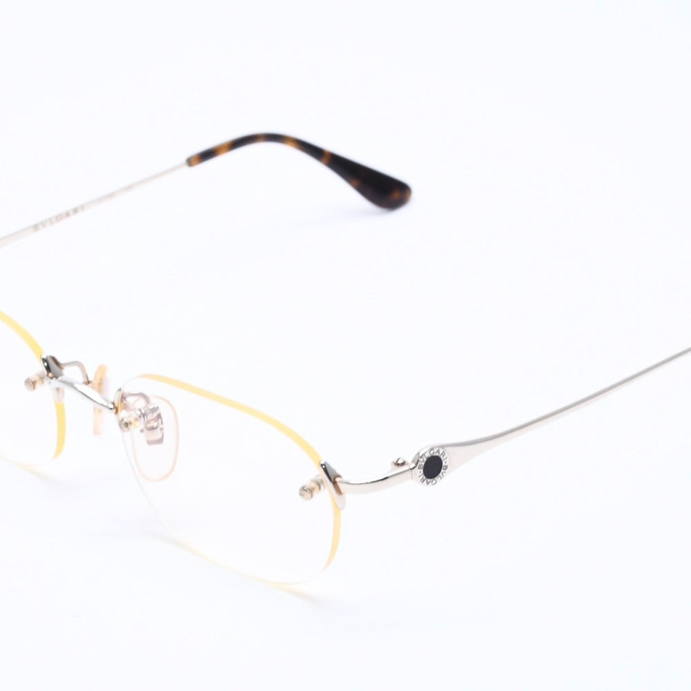 BVLGARI Bulgari Date Glasses Eyewear 203K Size 51-20 135 K14WG Engraved Gold Clear Tortoiseshell Color Good Condition Used 4a004286