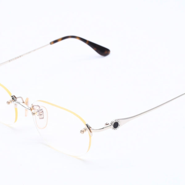BVLGARI ブルガリ 伊達メガネ アイウェア 203K サイズ51-20 135 K14WG刻印 ゴールド クリア べっ甲カラー 美品 中古 4a004286