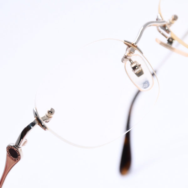 BVLGARI ブルガリ 伊達メガネ アイウェア 203K サイズ51-20 135 K14WG刻印 ゴールド クリア べっ甲カラー 美品 中古 4a004286
