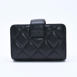 New and unused CHANEL CHANEL Card Case No. 21 Coco Mark Caviar Skin Black Bordeaux Gold Hardware Used 4a004390