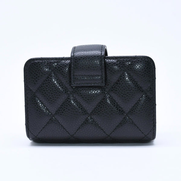 New and unused CHANEL CHANEL Card Case No. 21 Coco Mark Caviar Skin Black Bordeaux Gold Hardware Used 4a004390